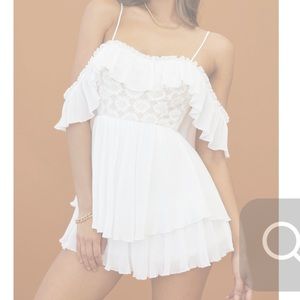 NWOT white ruffle romper